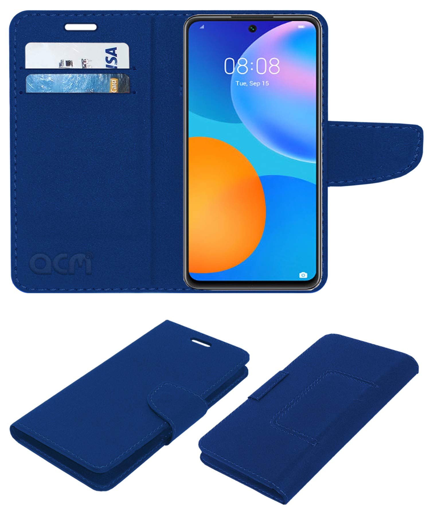 ACM Leather Flip Wallet Front & Back Case Compatible with Huawei Y7A Mobile Cover Blue (B08ML7KQ4S) Amazon Price History, Amazon Price Tracker