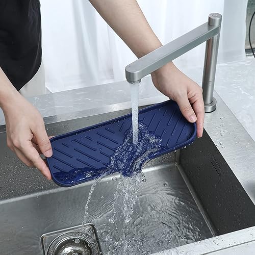 Miniatura 7 de Jaboneras de baño de silicona con boquilla de drenaje, organizador de fregadero de cocina, soporte de esponja, bandeja de jabón para platos,