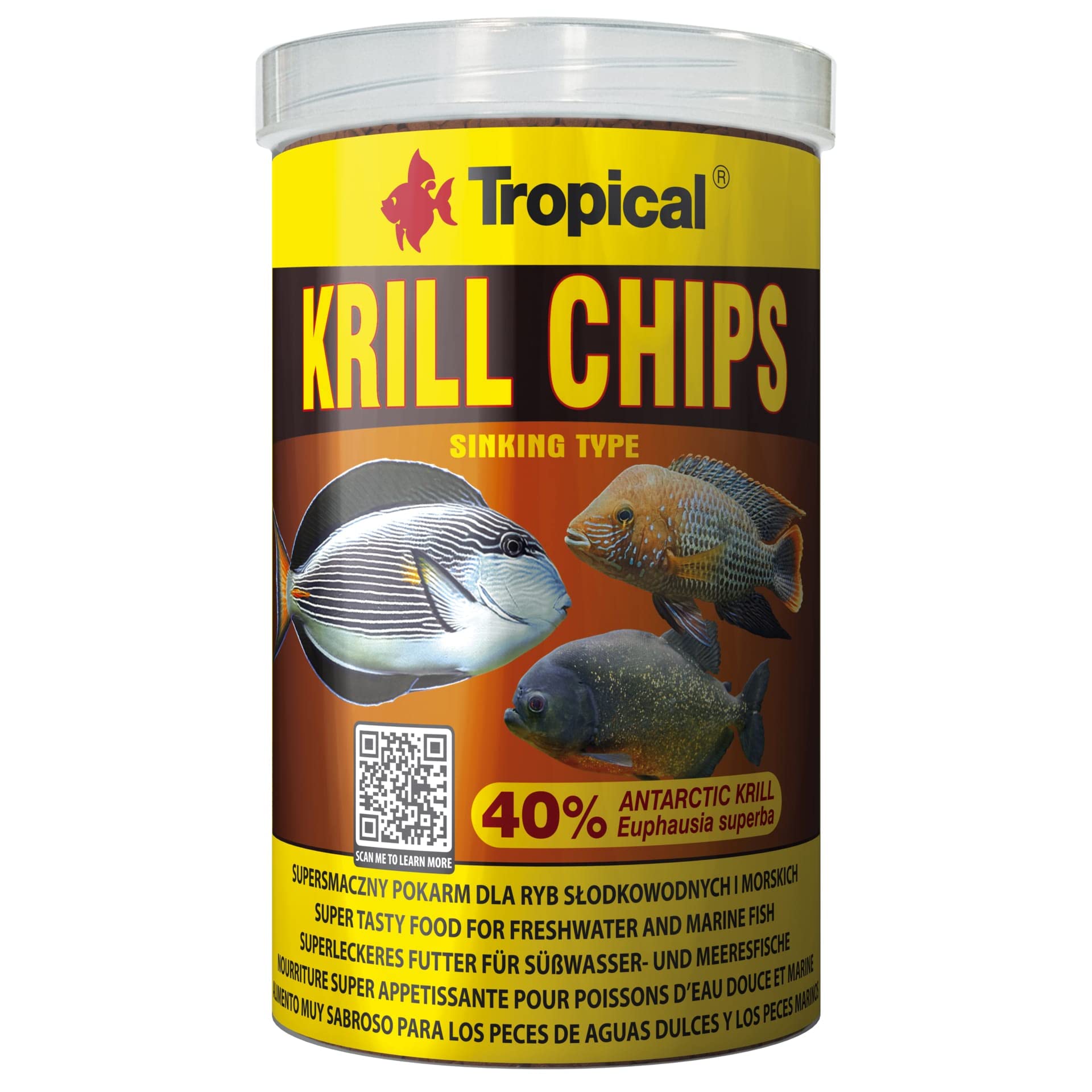Krill Chips 1000ml / 500g - Alimento Muy Sabroso para los Peces de Aguas Dulces y los Peces Marinos