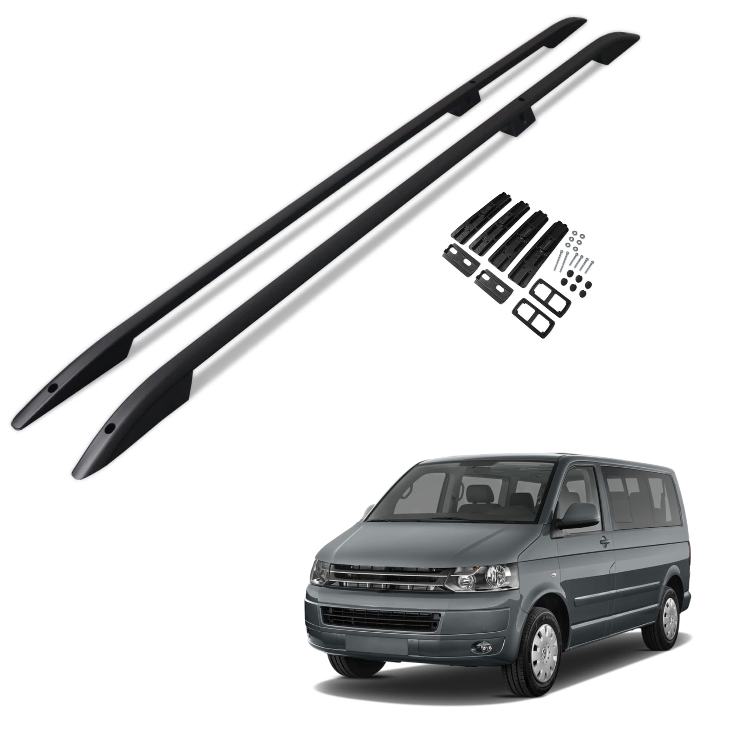 Barres De Toit Aluminium CHROMEMASTER Pour VW Caravelle T5 L1 SWB 2003-2015 - Charge 75 Kg, Montage Facile, Idéal Coffre Et Porte-vélos