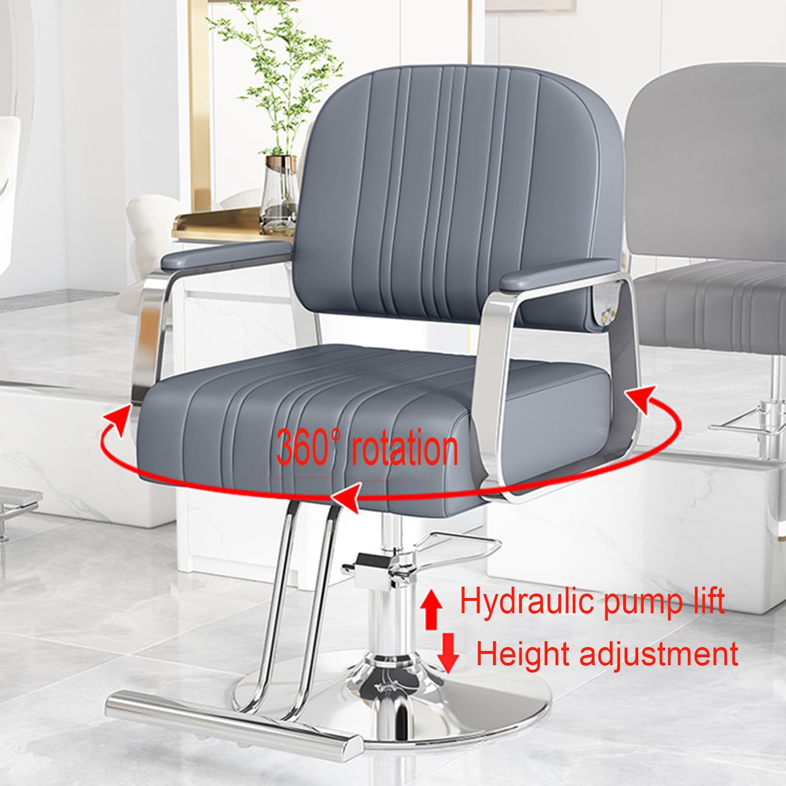 Sillón de barbería, sillón hidráulico para barbería y salón, Silla de peluquería de Alta Resistencia para salón de Belleza y SPA,Light Gray