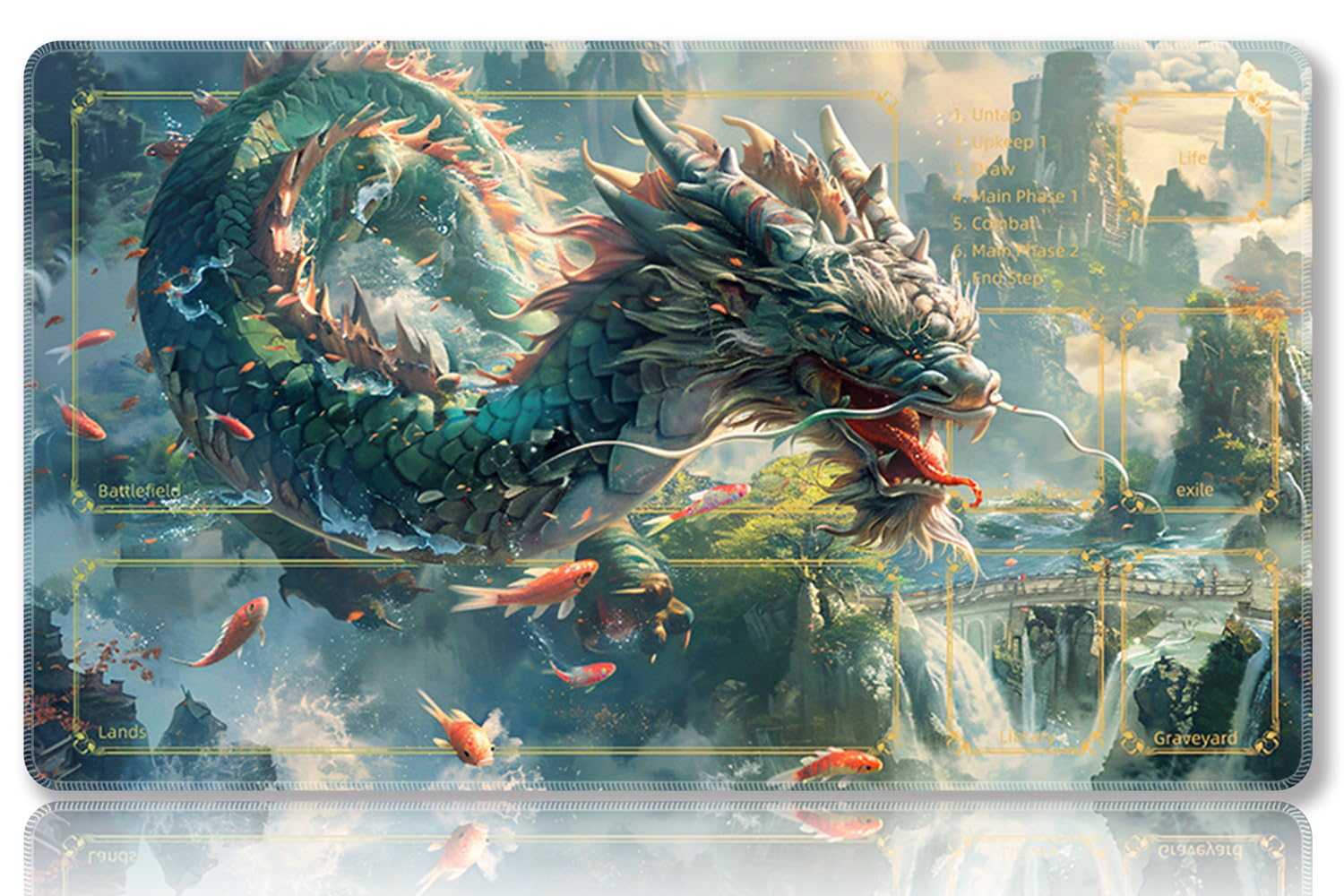 Mipikel Playmat for MTG, Playmat with Zones,Size 24" x 14",TCG and Board Game Mat for Cards,Free Storage Bags,Mousepad Desk Mats (with Zones, Colorful 15)