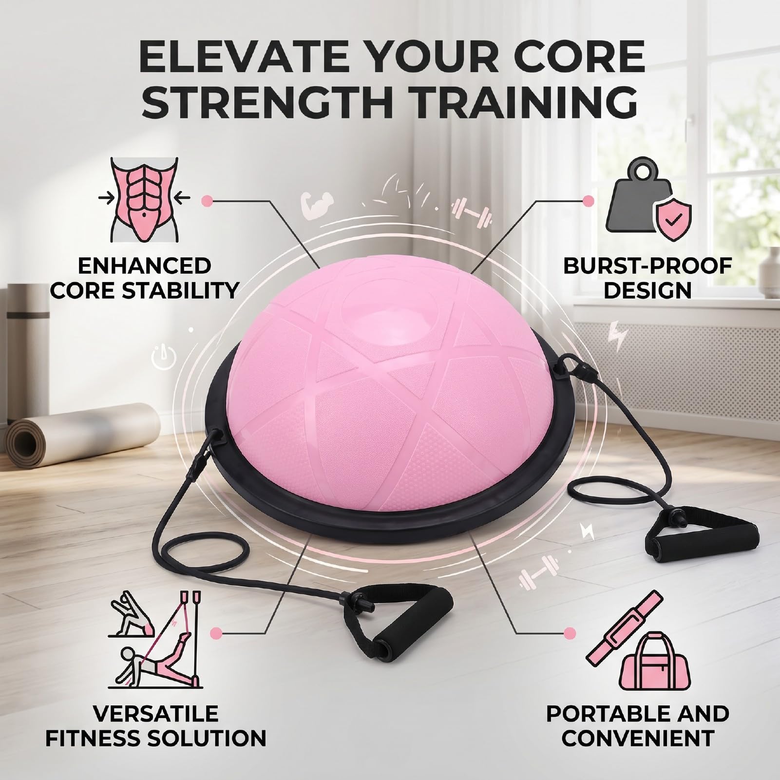 Aramox Balance Ball Trainer do Wzmacniania Core, 2 Taśmy Oporowe