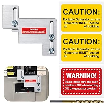 LATING Generator Interlock Kit for Eaton Challenger BR Series and CH-Series 150 or 200 Amp Electrical Panels with 1 1/4 to 1 1/2 Inches Spacing - Anodized, Brushed Nickel