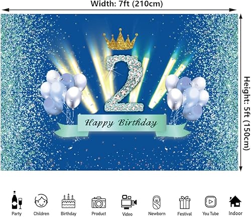 Miniatura 2 de Telón de fondo de fiesta de feliz segundo cumpleaños de 7 x 5 pies, color rosa, fondo de fotografía de cumpleaños de 2 años, pancarta de fondo para