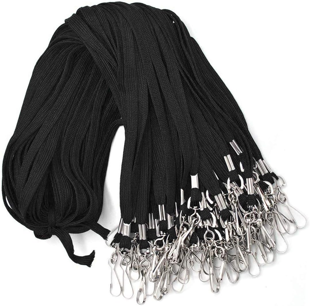 Beebel Lanyard with Waterproof ID Card Holder 50Pcs Clear Plastic Horizontal Name Tags Badge ID Card Holders and 50Pcs Lanyards with Swivel J Hook (Black) - Image 6