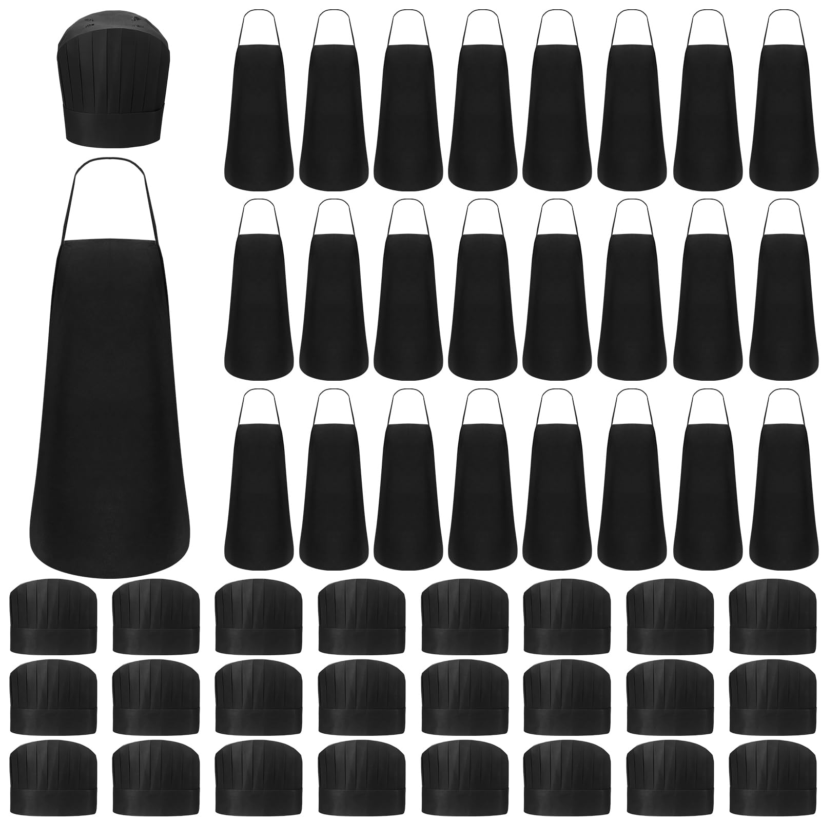 Coume Ensemble tablier jetable non tissé et chapeau de chef pour adulte - Tabliers de cuisine réglables - Chapeaux de boulangerie pour la cuisine et la pâtisserie