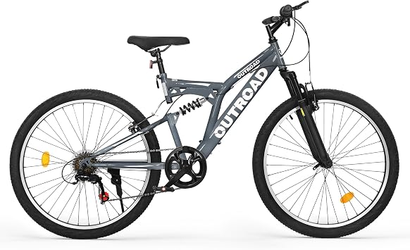 Mountain Bike for Adult Men Women, 26 Inch 7 Speed Mountian Bicycle with Dual Full Suspension, Dual V Brake MTB Bicycle, Multiple ColorsGrey