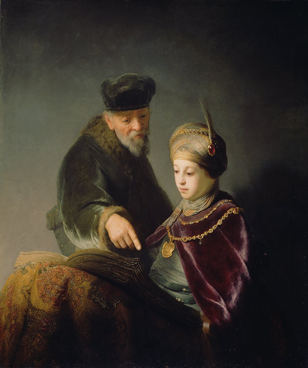 Impression Mate Rembrandt A Young Scholar and His Tutor - Qualité Galerie