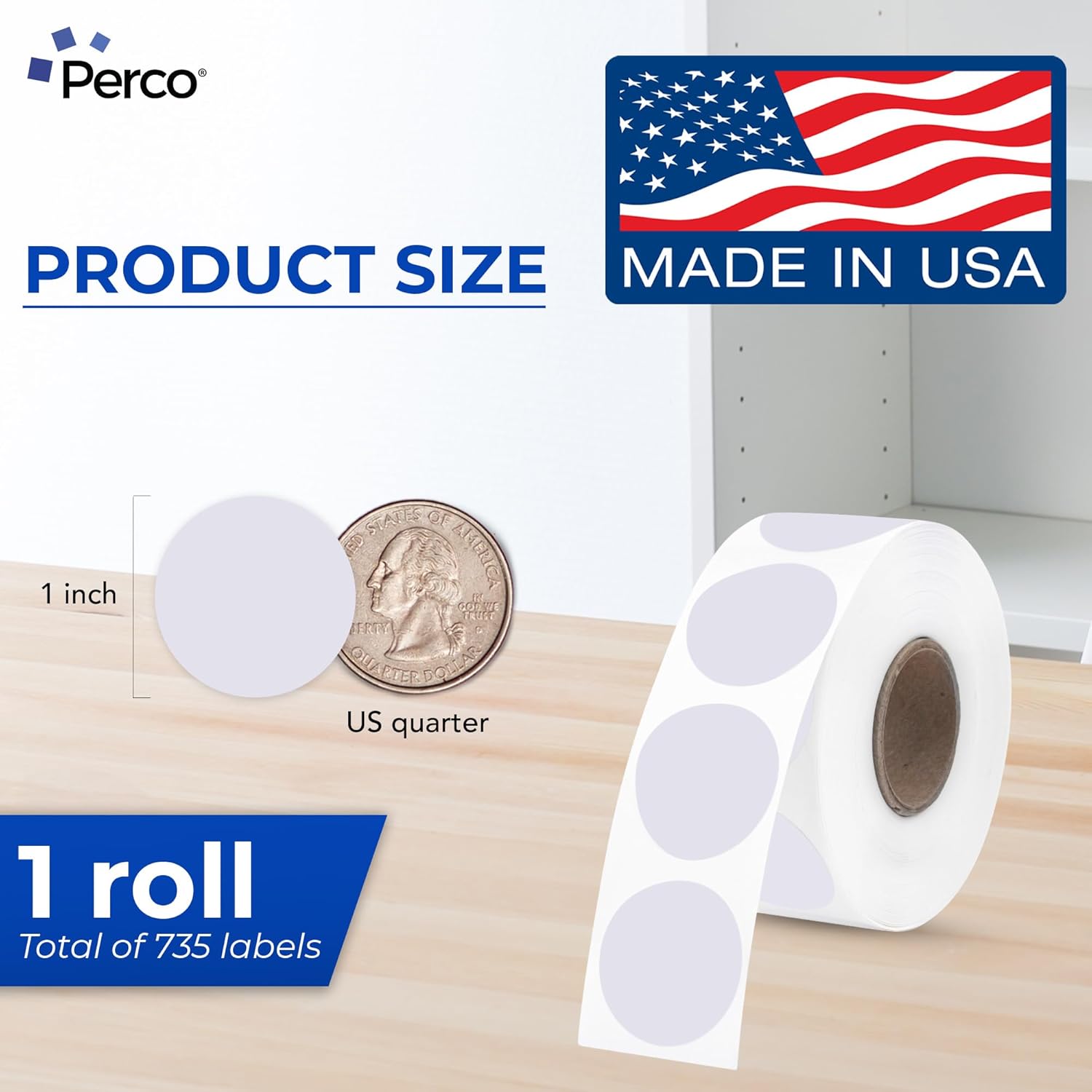 Perco Lavender 1-Inch Perforated Circle Dot Thermal Sticker Labels — 735 Stickers/Roll, Direct Thermal Printer Compatible—with Permanent Adhesive for Color Coding, Garage Sales, Crafts—Made in USA - Image 3