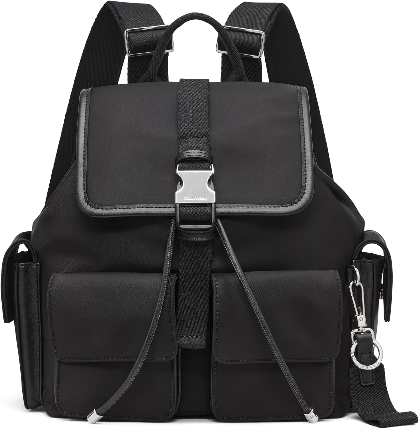 Calvin Klein Elora Organizational Backpack, Black/Silver, One Size