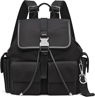 Calvin Klein Elora Organizational Backpack, Black/Silver, One Size