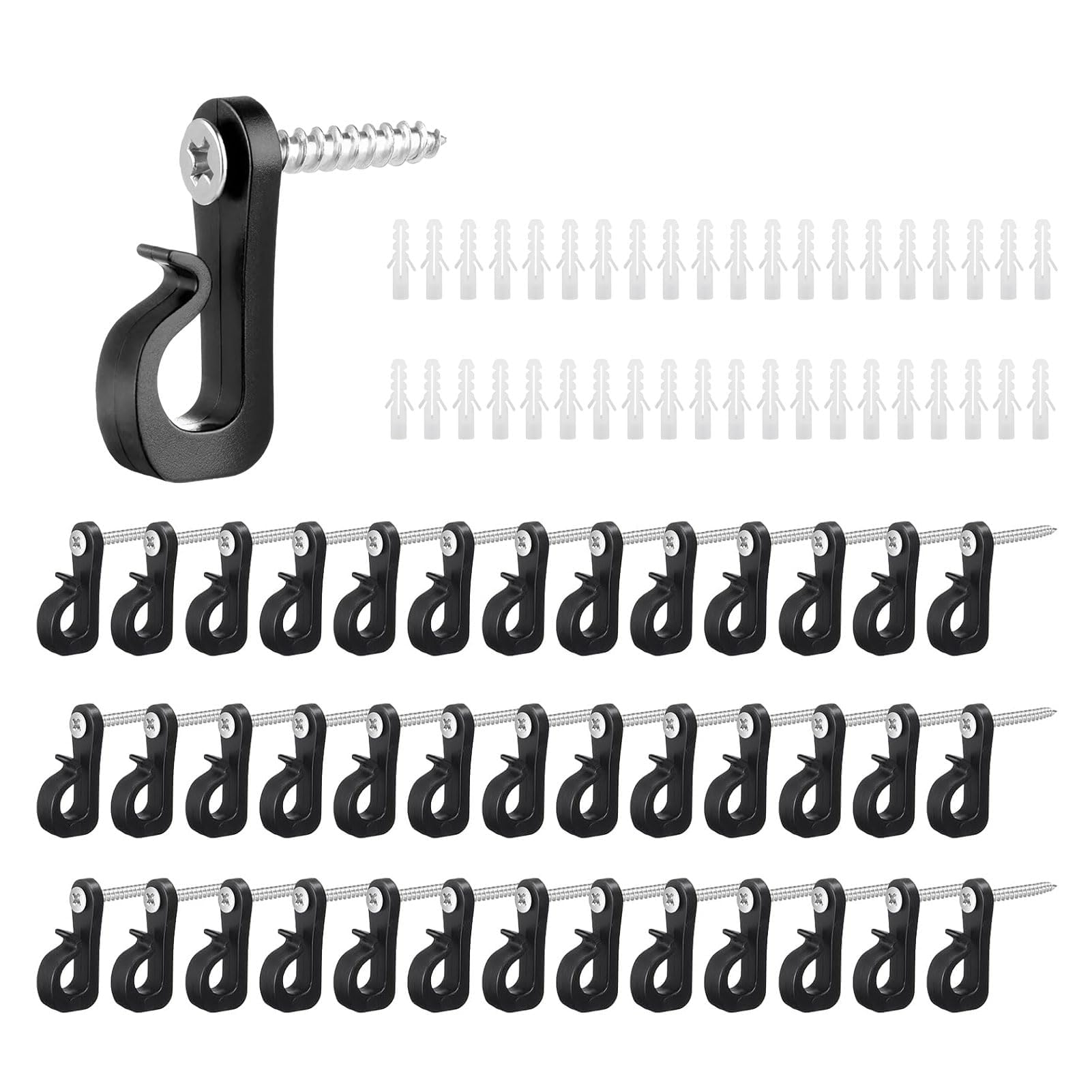40 Pack Q-Hanger Screw in Hooks for Wood,Screw Hook for Hanging with Safety Buckle,Fence Hooks for Outdoor Lights,Outdoor Hook for Lights