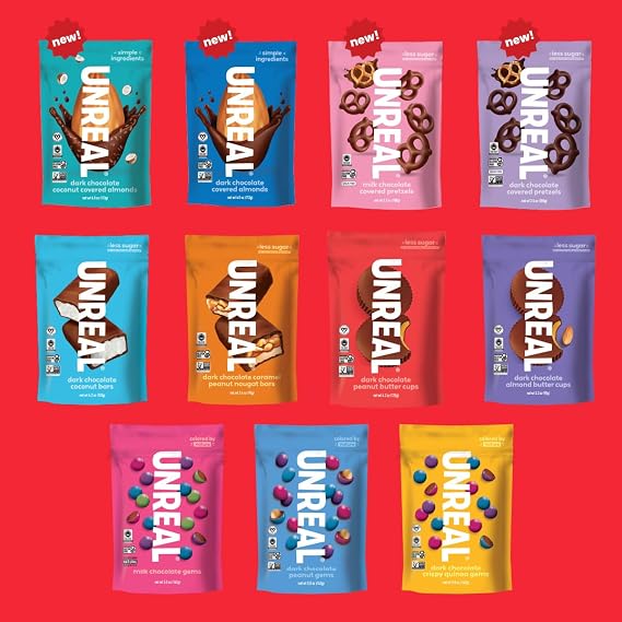 UNREAL Dark Chocolate Peanut Butter Cups| 5g Sugar | Certified Vegan, Gluten Free, Fair Trade, Non-GMO | No Sugar Alcohols or Soy | 13.75 oz Bag