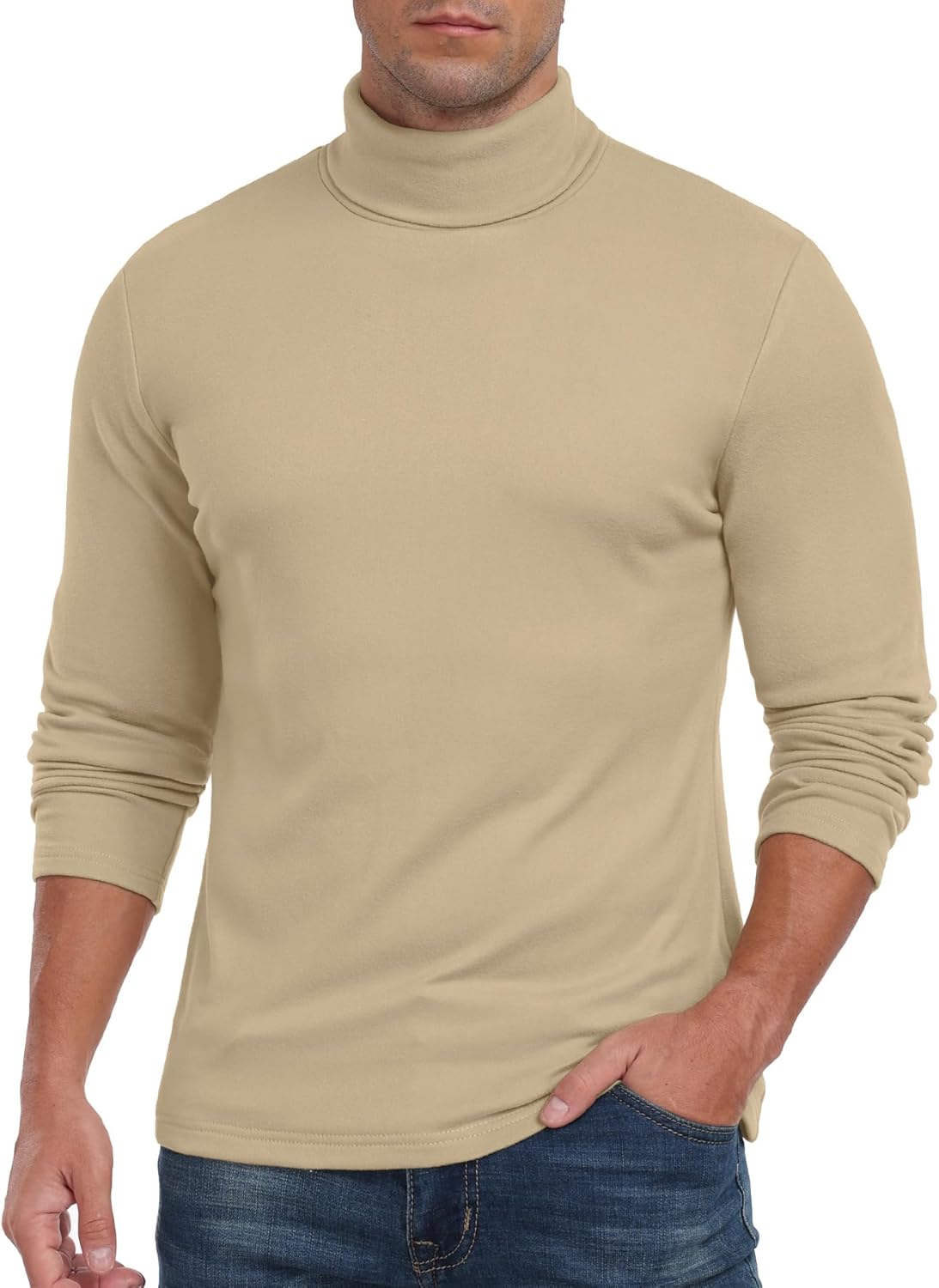 Askdeer Men's Turtleneck Long Sleeve Shirts Thermal Underwear Tops Basic Pullover Sweater Tees - Image 2