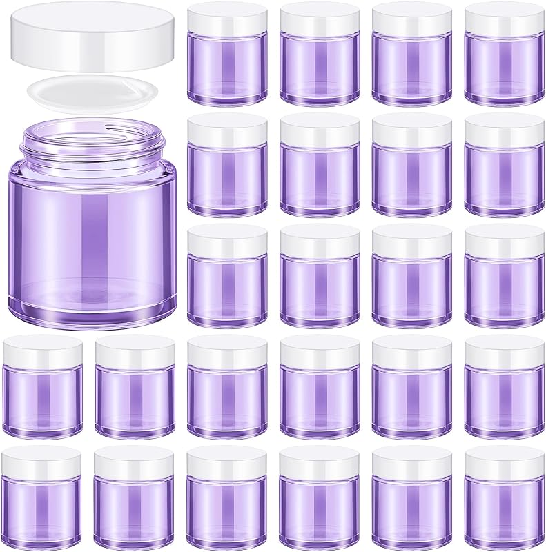 Norme Frascos de Vidro com Tampa para Cosméticos, Light Purple, Pacote com 24 unidades