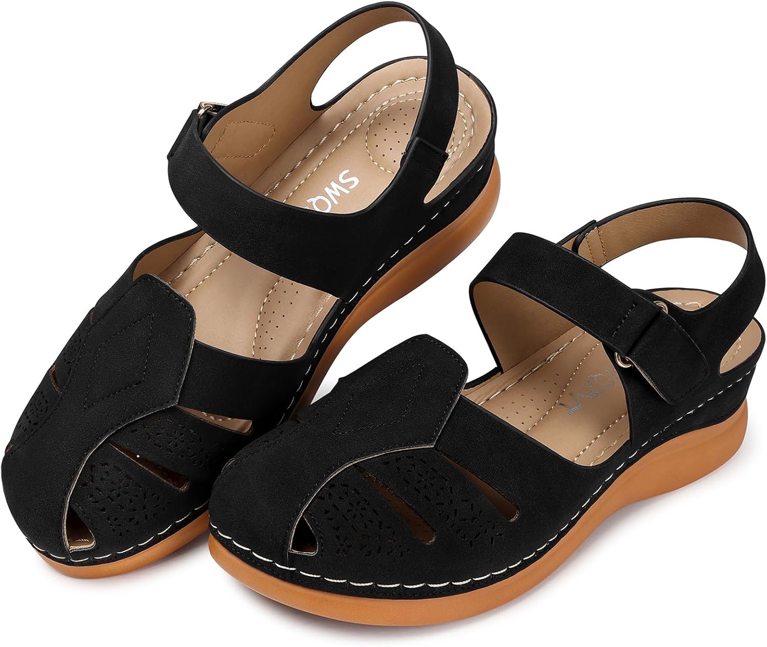 SWQZVT Women Flat Sandals - Closed Toe Comfort