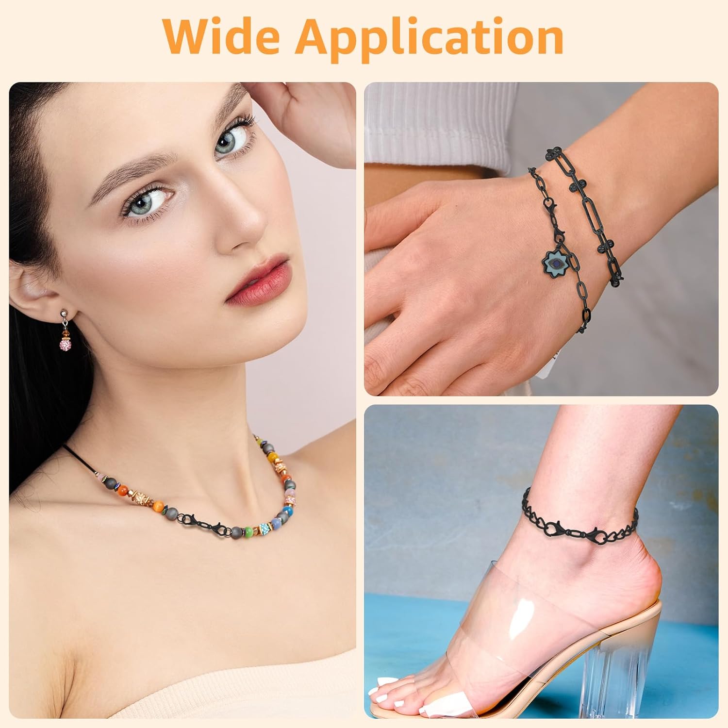 50Pcs Double Lobster Clasp Extender Black Double End Design Necklace Extender Clasp Closures Jewelry Converters Connector for Women Necklace Clasps Bracelet Extension DIY Jewelry Making Accessories - Image 6