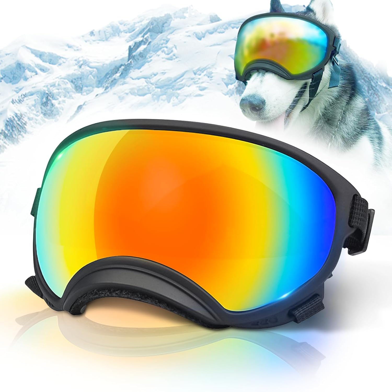 Pacify Dog Goggles for Large Dogs, UV Protection Dog Sunglasses with Adjustable Strap for Medium Large Dog Pet Glasses