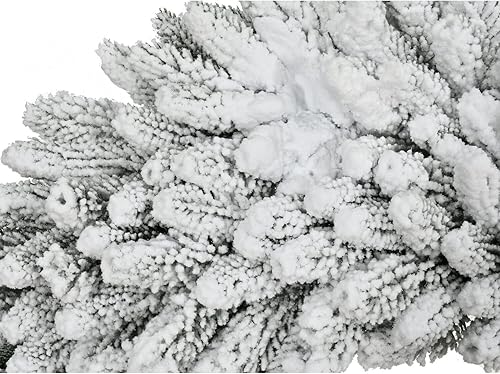 Miniatura 41 de Fraser Hill Farm Árbol de Navidad artificial flocado de pino de Alaska de 12 pies con luces LED blancas cálidas y soporte, árbol falso plegable