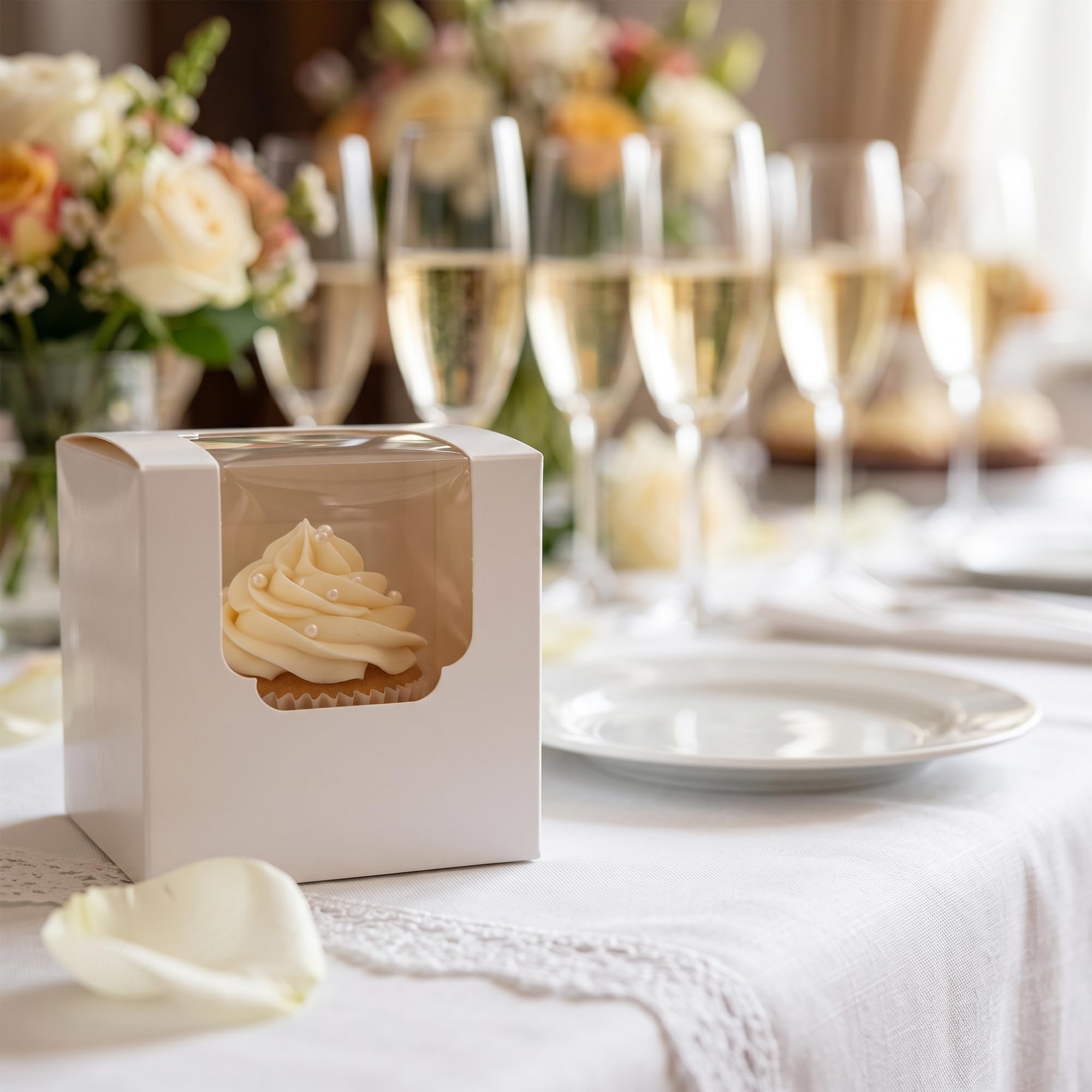 100 Scatole per Cupcake Singole, 8,9 x 8,9 x 8,9 cm, con Finestra