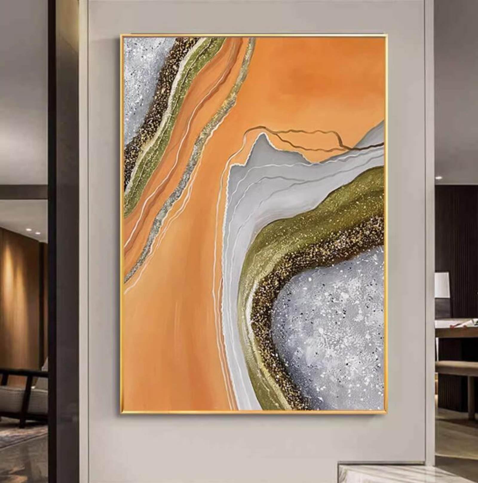 Peinture à l'huile abstraite peinte à la main luxe avec feuille d'or