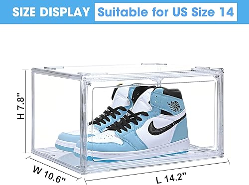 Miniatura 4 de Cajas de zapatos transparentes de acrílico, cajas apilables para zapatos deportivos de alta gama, caja de exhibición 360 totalmente transparente con