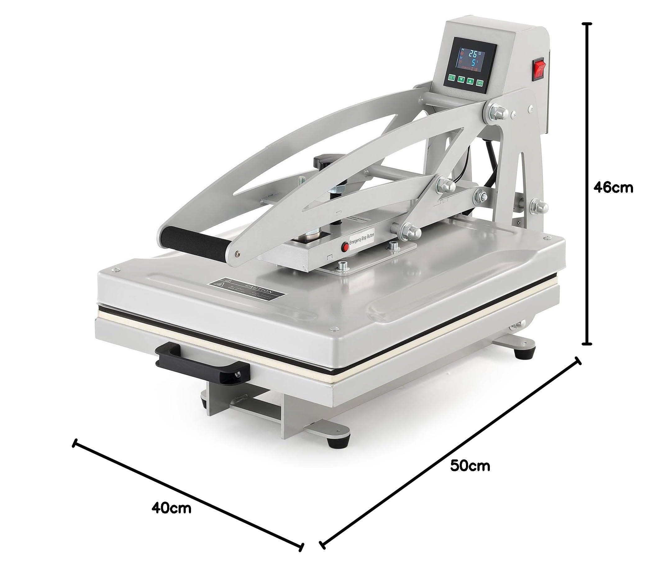 CREWORKS Prensa de Calor 50x40, Plancha Sublimacion Semiautomática, 2200W Plancha Sublimacion 40x50 cm con Base Deslizante, Prensa Termica para Camiseta, Alfombrillas de Ratón y Más
