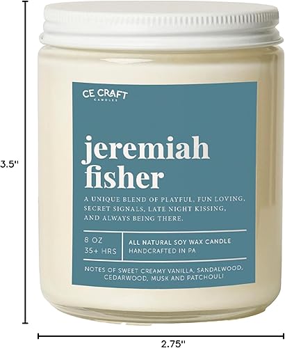 Vista 5 de C&E Craft Smells Like Jeremiah Fisher - Vela perfumada de cera de soja de madera de vainilla helada, regalo para ella, regalo para novia, vela