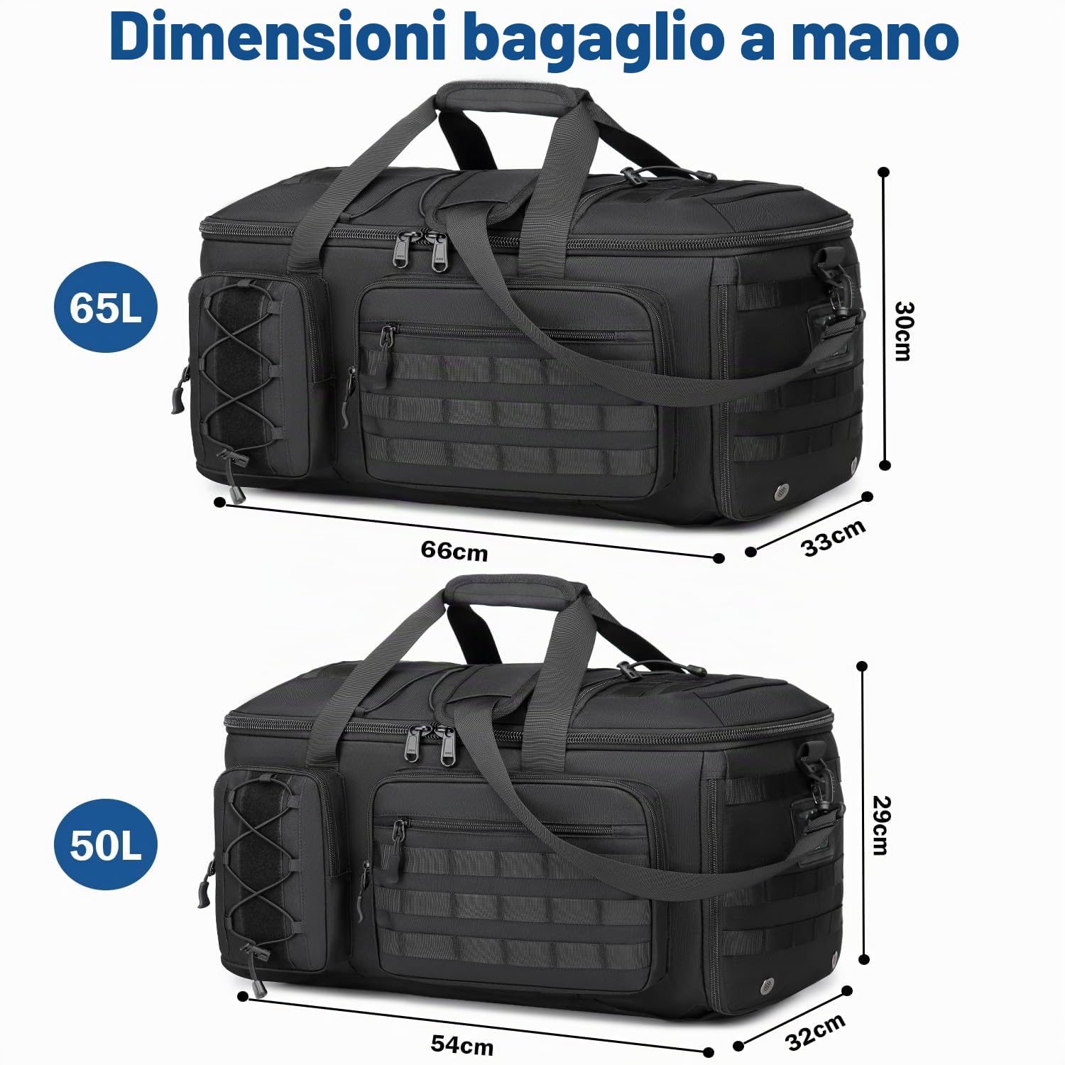 Borsa da Viaggio 3 in 1 per Uomo e Donna, 50L tattica Zaino per sport con scomparto per scarpe per Palestra Nuoto Weekender