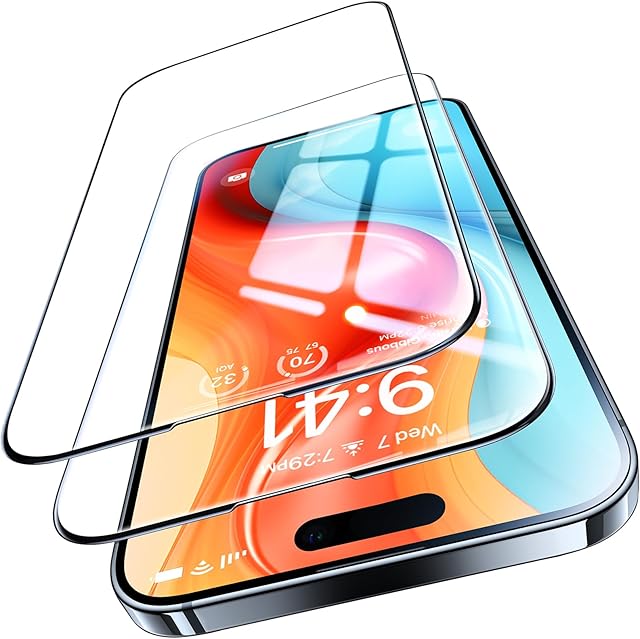 TORRAS do iPhone 15 Pro szkło pancerne na cały ekran [nietłukące się TOP 9H + odporne na pękanie] trwałe szkło ochronne 9H [ochrona przed odciskami palców], certyfikat 2 sztuki folii