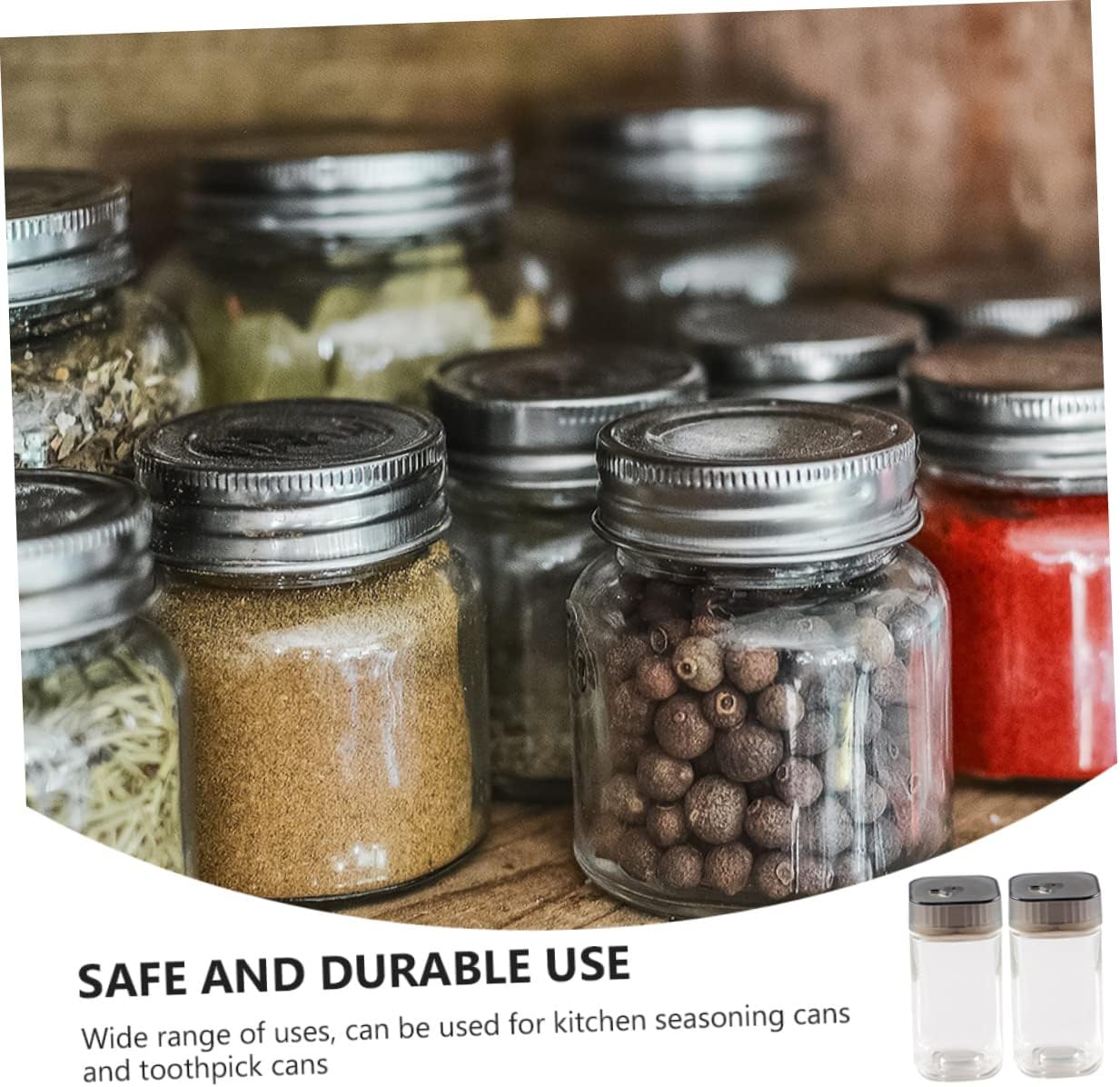 2pcs Compact and Lightweight Spice Jars Glass Lids Condiment Bottles for Pepper Seasoning Containers for Kitchen Use