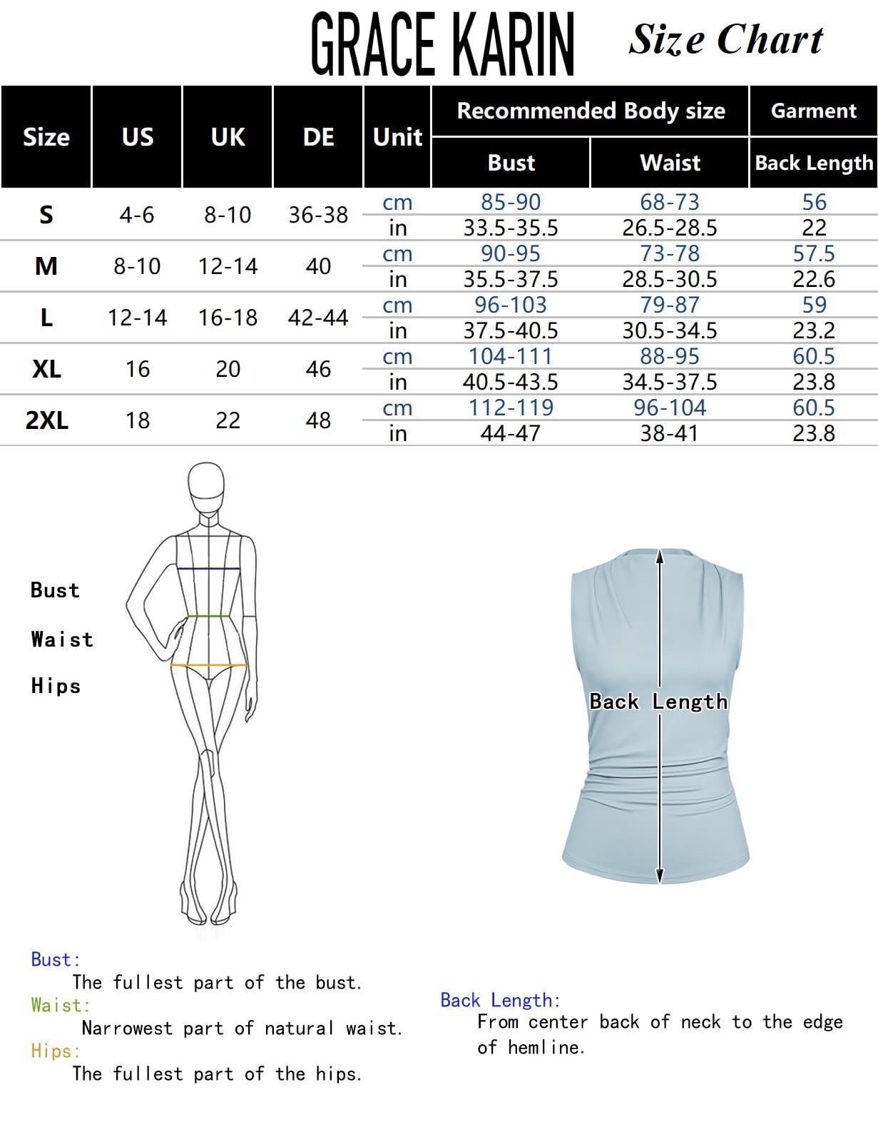 GRACE KARIN Maglia da Donna Senza Maniche Scollo a Mezza Altezza Casual Slim Fit Business Camicetta