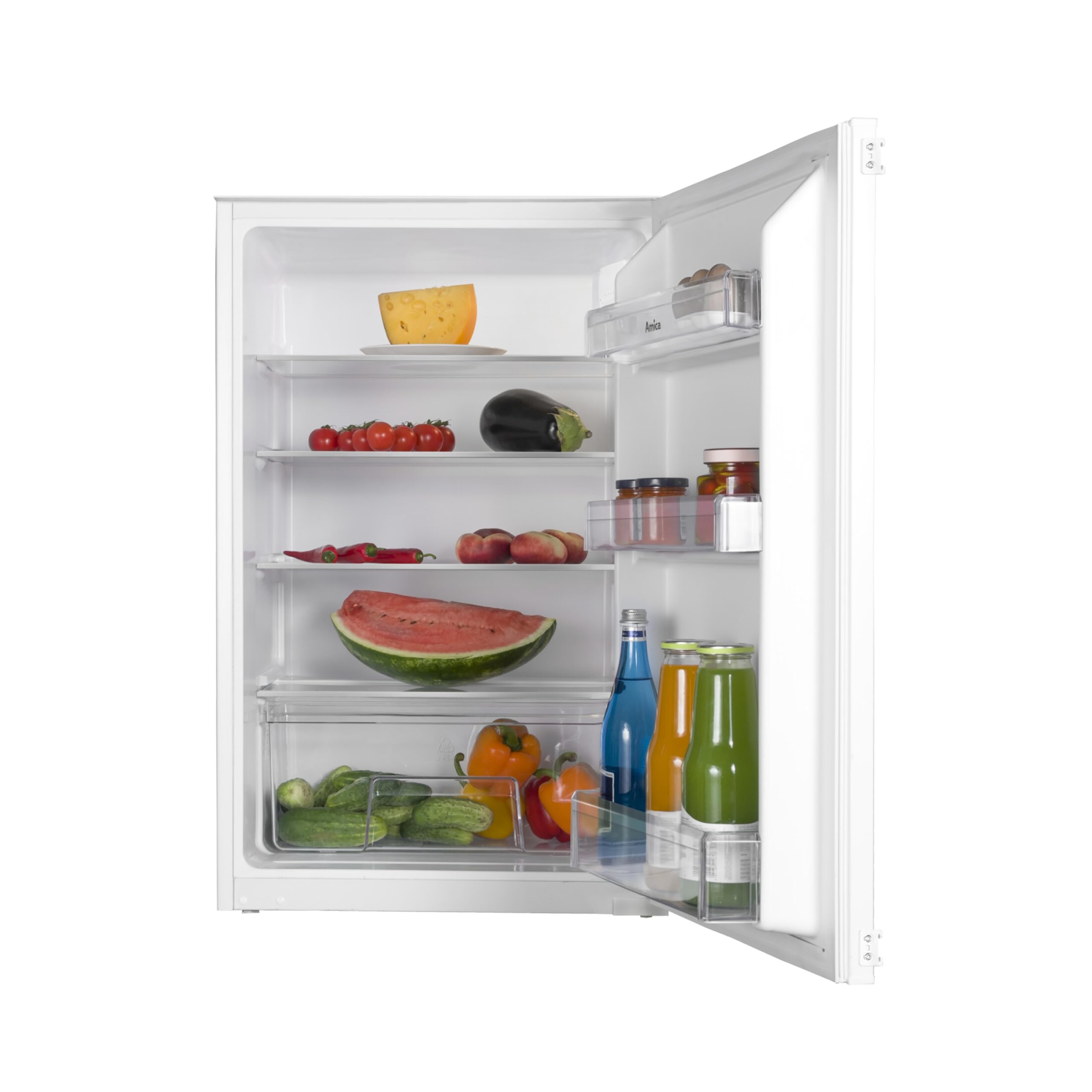Amica Einbau Kühlschrank 135 L 87,1x54x54 cm EVKSS 353 900 | 880 mm Nische, Schlepptür-Technik, Inverter Kompressor, Elektronische Steuerung, Tür-Offen-Alarm, LED Beleuchtung