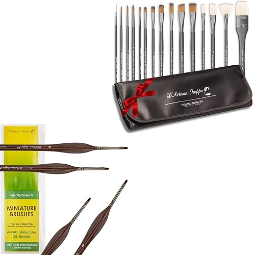 Maestro Series XV - Juego de pinceles planos de 15 piezas y punta fina serie IV de 0 piezas