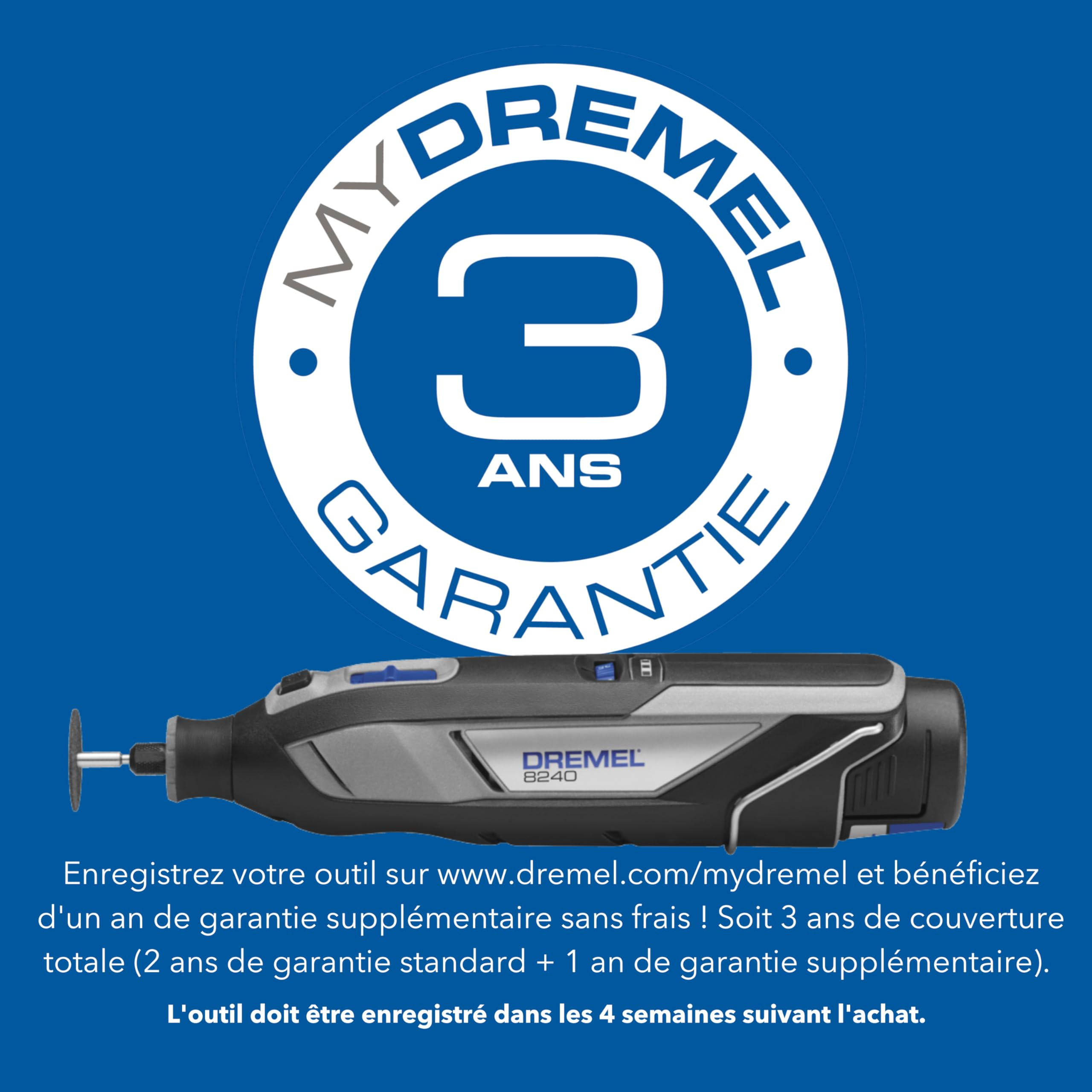 Dremel 8240 5/65 outil multi-usage sans-fil batterie 12V 2Ah, kit outil multi-usage avec 2 Batteries, 5 Adaptations, 1 boîte Platinum, 65 Accessoires