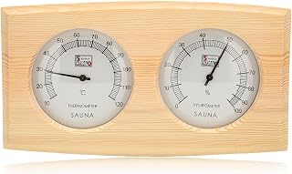 Wooden Thermometer Hygrometer, Sauna Thermometer, Double Dial Pointer Type Temperature Humidity Meter