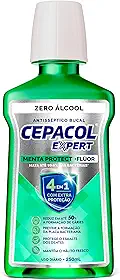 Cepacol - Enxaguante Bucal Expert Menta Protect - Sem Álcool, Com Flúor, Refrescante e Anticáries - 250ml