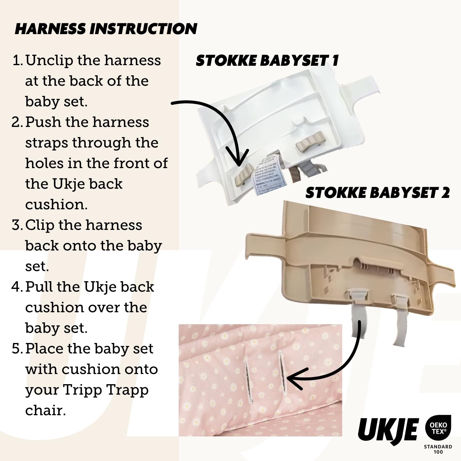 UKJE Cuscino compatibile con Stokke Tripp Trapp - Morbido cuscino per sedile per neonati, bambini e bambini piccoli, Accessori per seggiolone, Inserto in tessuto di cotone (daisy)