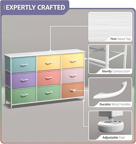 Miniatura 4 de Sorbus Cómoda para niños con 9 cajones - Unidad de almacenamiento organizadora para ropa - Dormitorio, habitación de los niños, guardería y armario