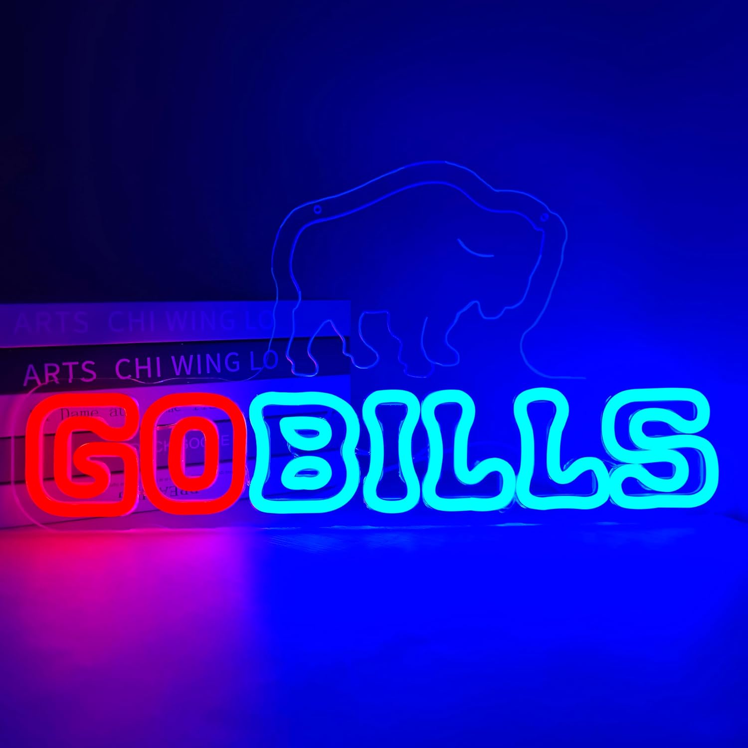 Go Bills Neon Signs for Wall Decor Football Neon Lights for Bedroom Go Bills Led Signs for Bedroom Wall Man Cave American Football Club Decor Light Up Sign As Birthday Gift for Boy Fans Teens