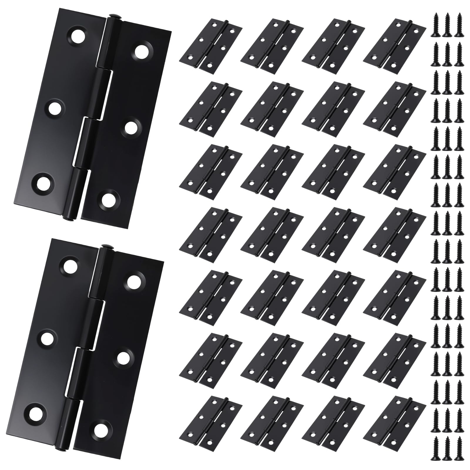 Pingeui Sliver 30 Pcs Black Door Hinges, 68Mm X 39Mm Stainless Steel Butt Hinges With 180 Pcs Screws, Internal Door Hinges For Home Furniture Wooden Door Hinge