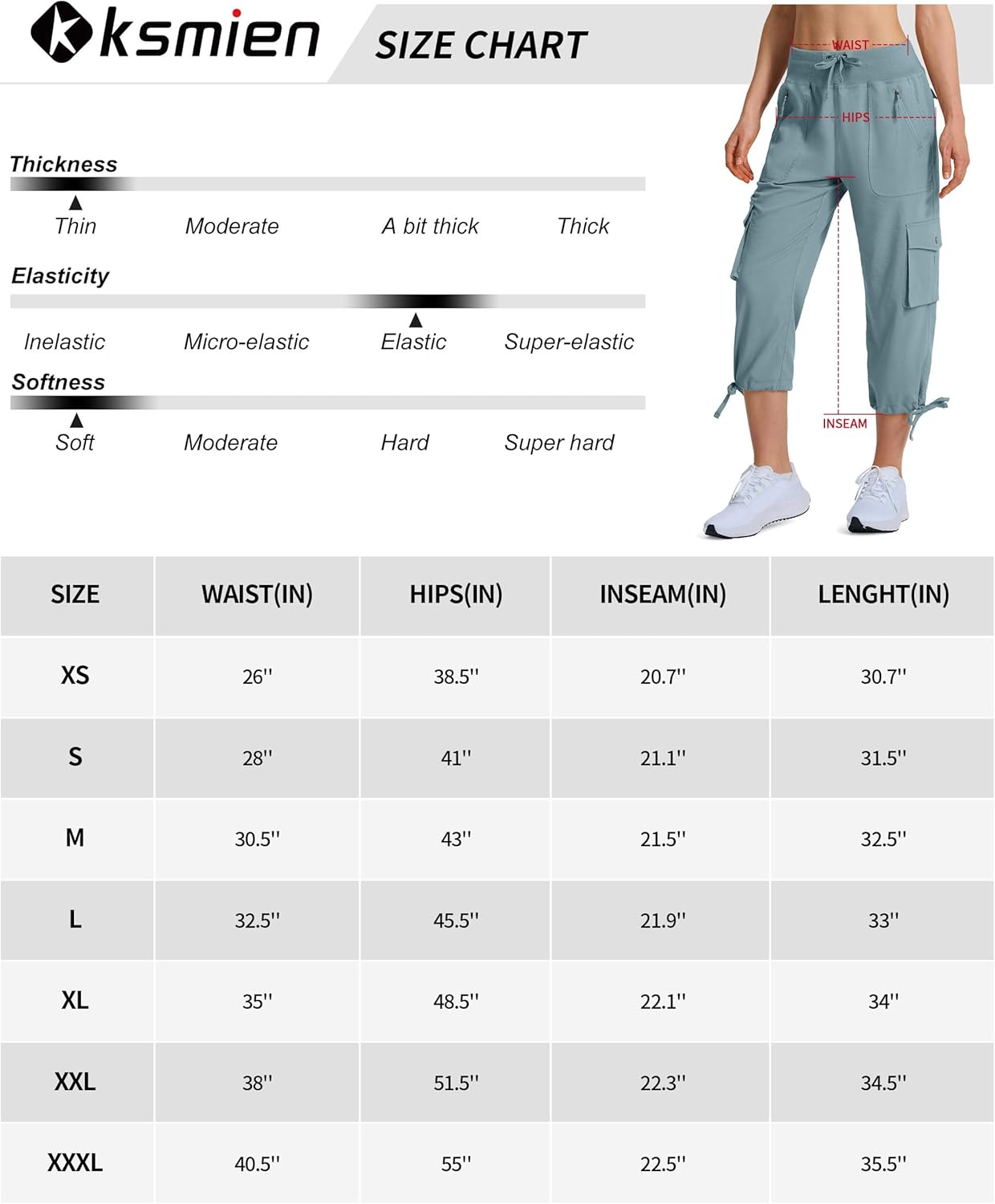 Ksmien Women's Hiking Capris Quick Dry Lightweight Ladies Summer Cargo Pants 8 Pockets for Travel Camping - Image 7