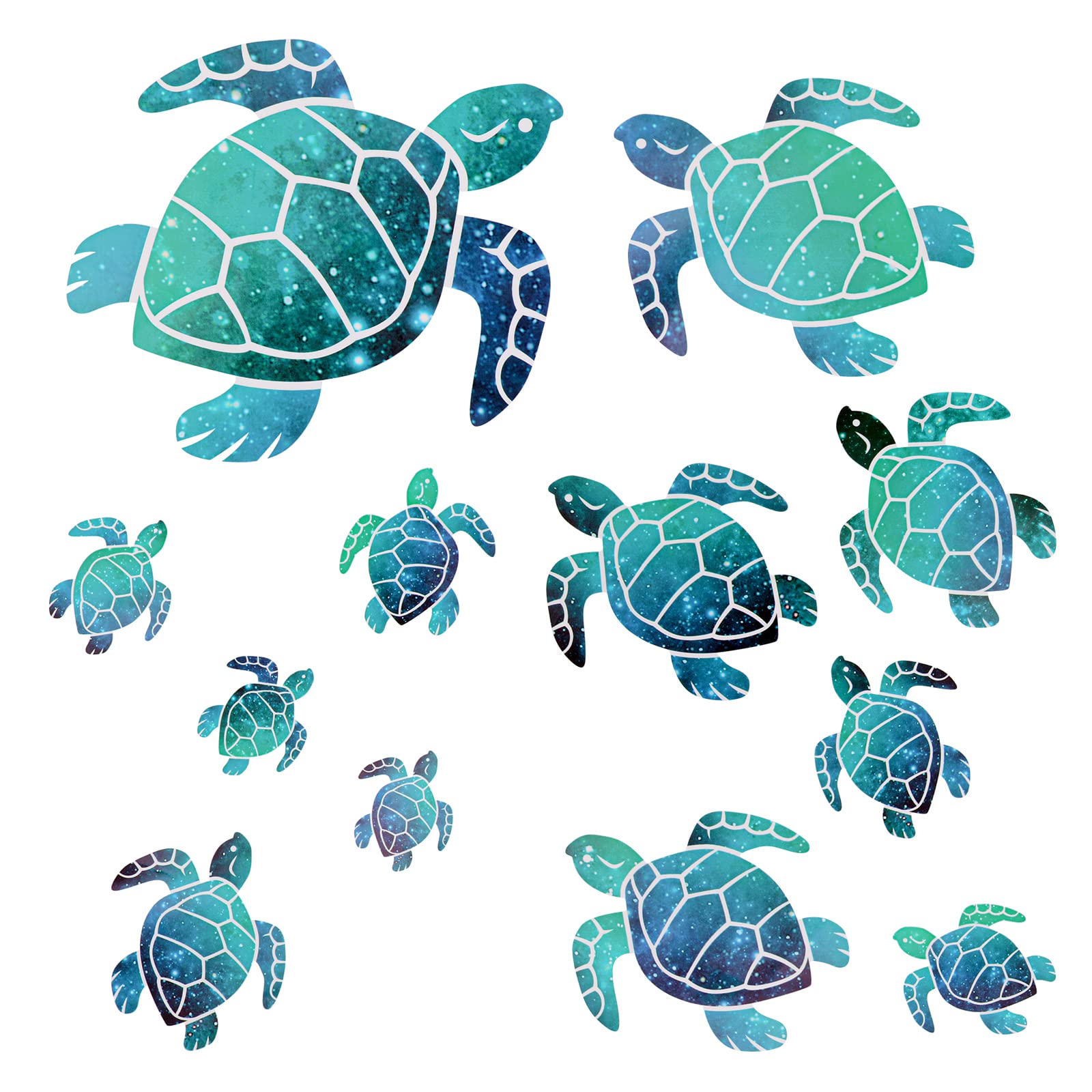 JUPSK 12PCS Turtle Wall Decals, Waterproof Sea Animals Wall Sticker Turtle Wall Stickers Sea World Decal Room Decoration Wall Sticker Green