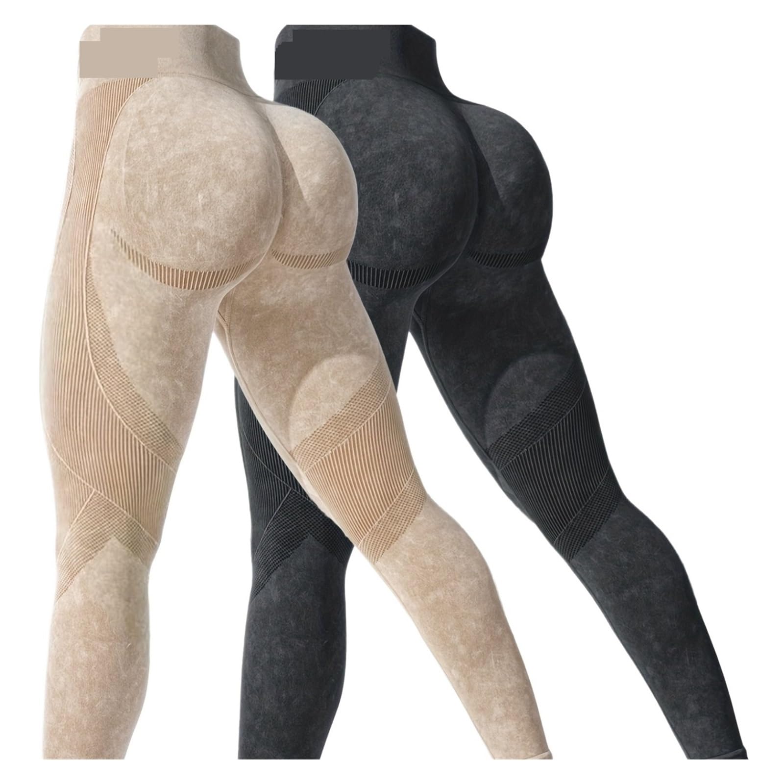 Leggins Mujer Push Up Leggings de Yoga elásticos Cintura Alta for Mujer, sin Costuras y con realce glúteos, Paquete 2
