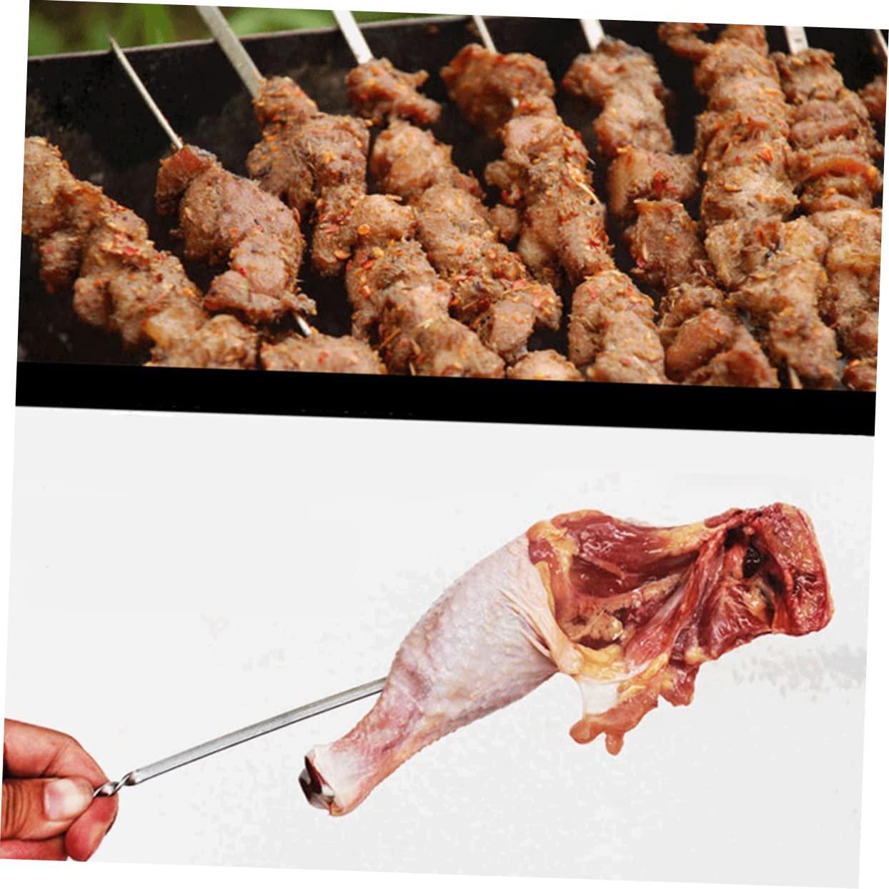 ibasenice 10piezas Pinchos Planos De Acero Inoxidable Brochetas Para Barbacoa De Brochetas Para Parrilla De Acero Inoxidable Para Asar Carne La Parrilla