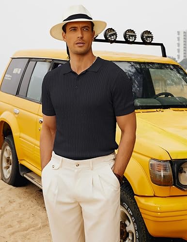 Miniatura 2 de PJ PAUL JONES Polo de punto trenzado para hombre camiseta de golf ligera