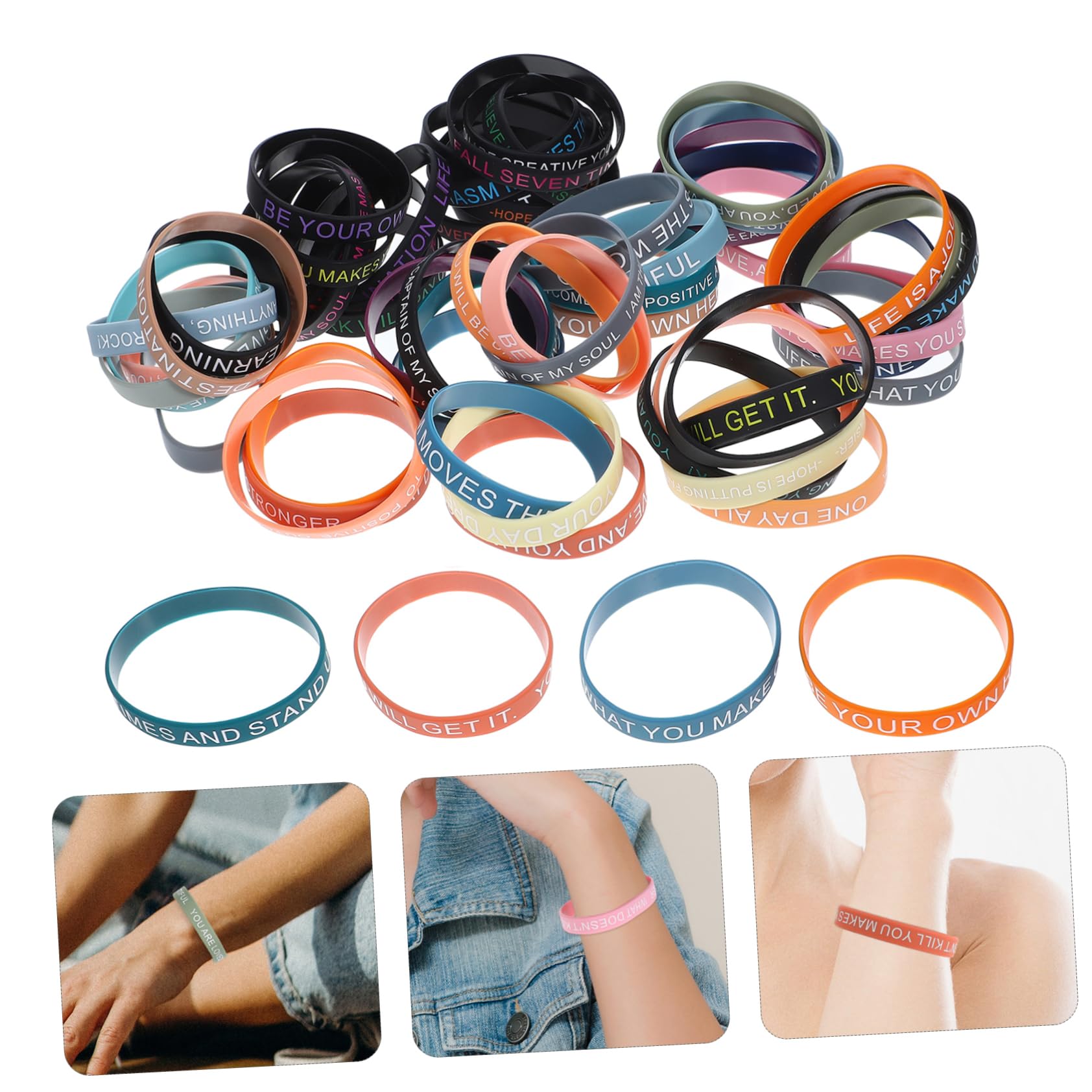 Bracelet en Silicone Élastique 100pcs, Lot Unisexe