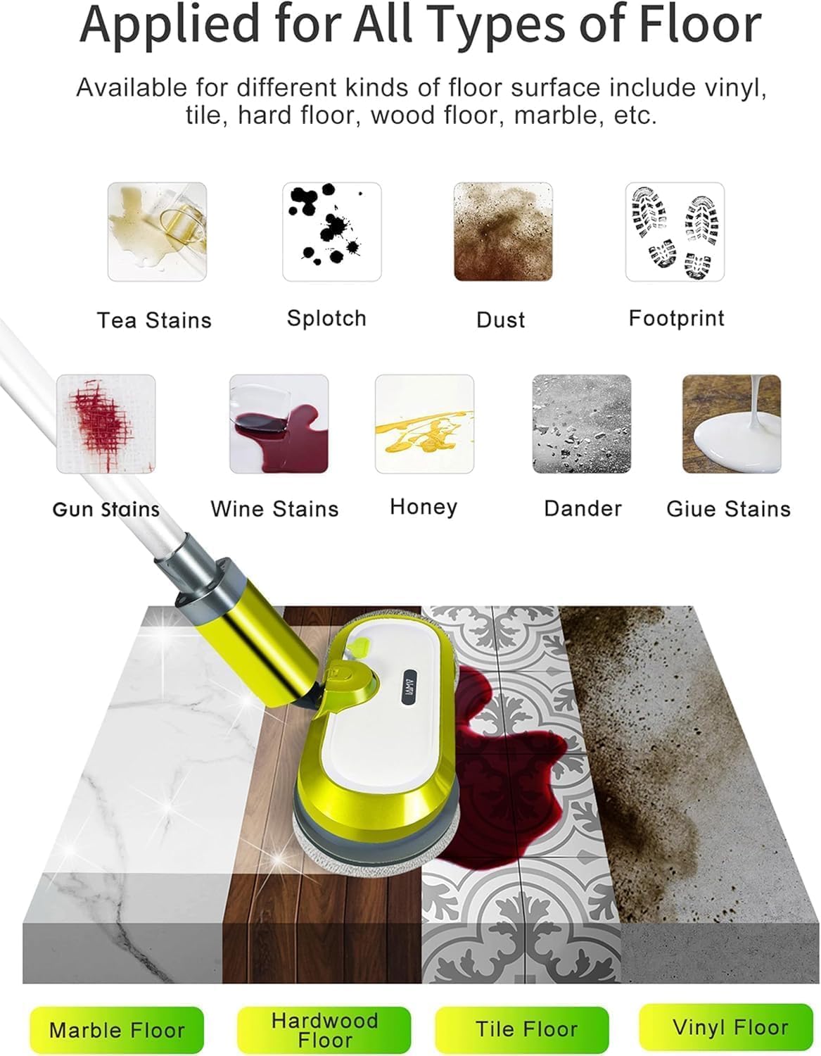 VMAI Cordless Electric Mop with Water Spray & Detachable Battery