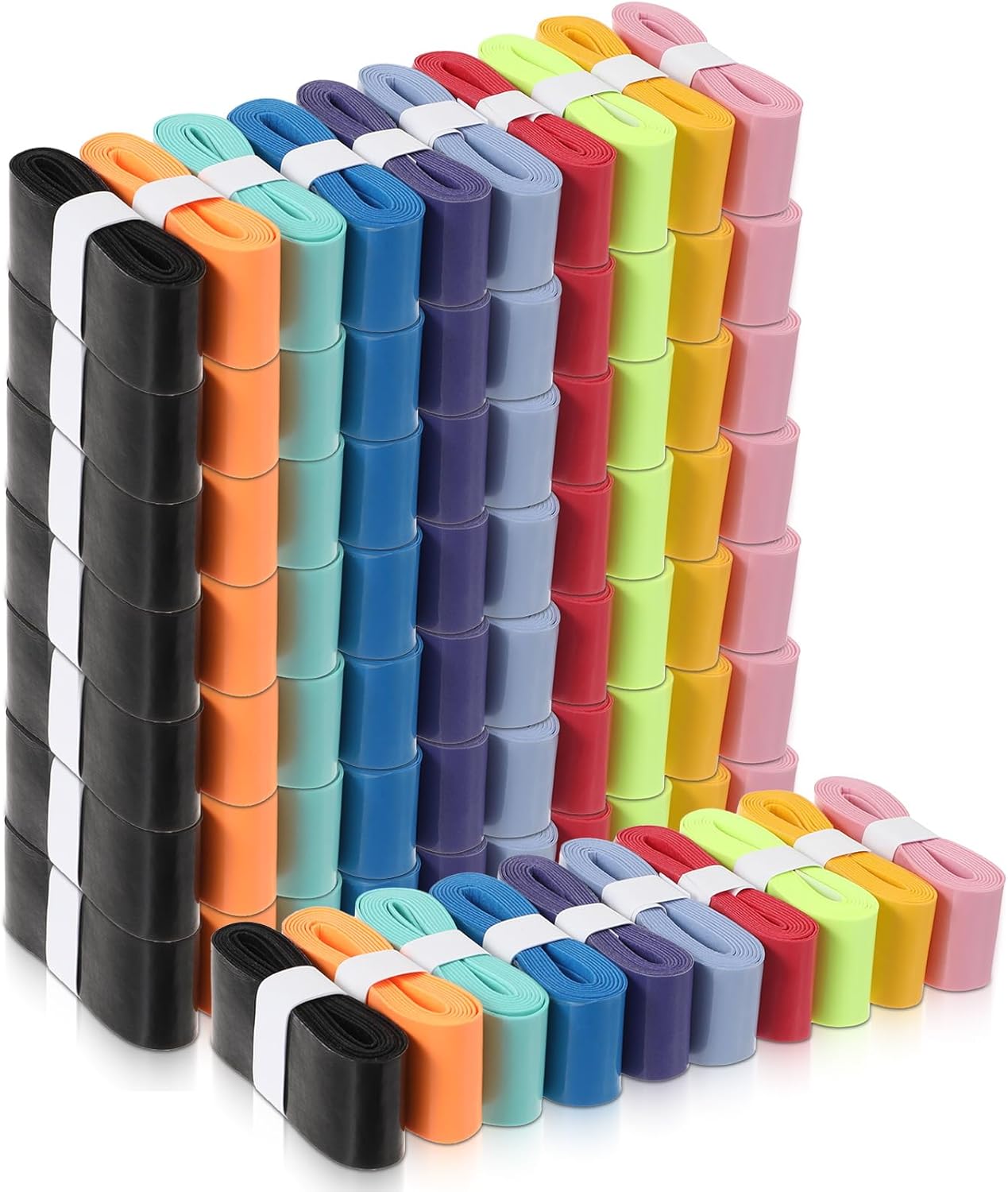 100 Pieces Tennis Racket Grip Tape Precut Tennis Badminton Racket Overgrips for Badminton Squash Rackets, 10 Colors